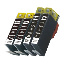 GOTONERS Generic Packaged 4Pk HP New Compatible 564Xl Bk 564Xl Pbk (Cb322W) Inkjet Cartridge for Photosmart B8550, C5324/5390/6324, D5460 In Black