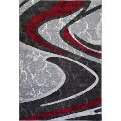 LA DOLE RUGS La Dole Spirals Abstract Pattern Carpet 6'5" X 9'5" Rectangle Area Rug - Red/grey/black