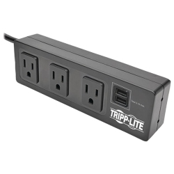 TRIPP LITE Tlp310USBc Protect It 3-Outlet Surge Protector With 2 USB Ports & Desk Clamp