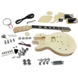 SOLO GUITARS Solo Lp Style Diy Guitar Kit, Basswood, Flame Maple Top, Left Handed