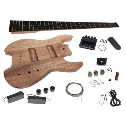 SOLO GUITARS Solo Sb Style Diy Headless Bass Guitar Kit, Maple Neck, Ash Body
