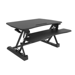 AMER NETWORKS Straight Up And Down Sit Stand Desk With Keyboard/mouse Deck (2 Tier) Finish. Sit Or Stand In Comfor In Black