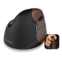 EVOLUENT Verticalmouse 4 Wireless Right Handed Model Small Size Black Housing Dark Metallic Buttons Vm4Sw In Brown