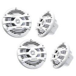 KENWOOD Kfc-1653Mrw 6.5" 2-Way Coaxial Marine Speakers (2 Pairs) In White