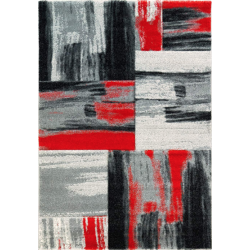 LA DOLE RUGS La Dole Copper Abstract Carpet 5'2" X 7'3" Rectangle Area Rug - Red/black/grey