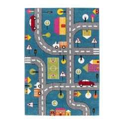 LA DOLE RUGS La Dole Carpet With Cars And Roads City Theme 6'2" X 9'2" Rectangle Area Rug - In Blue