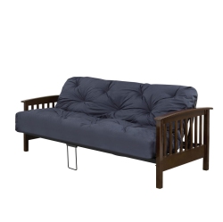 TITUS FURNITURE Espresso Wood Finish Classic Futon Frame With Centre Support And Easy Drop Down Mechanism