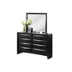 TITUS FURNITURE Felicia Wood Finish Traditional Bedroom Dresser And Mirror With 8 Drawers In Black