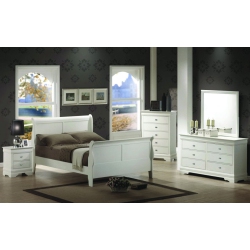 TITUS FURNITURE Louis Phillipe Semi Gloss Finish Wood Traditional 54" Double Bed Slats Included In White