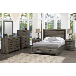 TITUS FURNITURE Jenna Distressed Wood Finish Contemporary Bedroom Chest With 6 Drawers In Grey