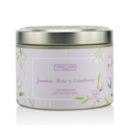 THE CANDLE COMPANY Tin Can 100% Beeswax Candle With Wooden Wick - Jasmine, Rose & Cranberry - (8X5) Cm