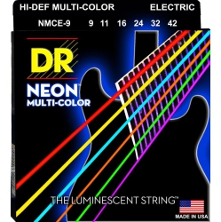 DR HANDMADE STRINGS Neon Multi-Color Coated Electric Guitar Strings, Light (9-42)