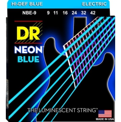 DR HANDMADE STRINGS Neon Coated Electric Guitar Strings, Light (9-42) In Blue