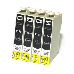 GOTONERS Generic Packaged 4Pk Epson New Compatible T126120 Standard Ink Cartridge for Stylus Nx330/430, Workforce 520/630/633/635/840 In Black