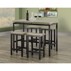 TITUS FURNITURE Contemporary 5 Piece Bistro/bar Set - Distressed Grey In Black