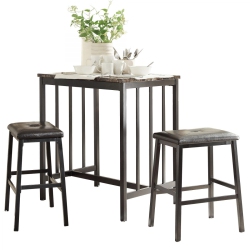 TITUS FURNITURE Faux Marble Table Top Contemporary 3 Piece Pub Set Faux Marble Table Top