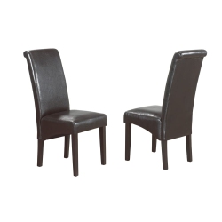 TITUS FURNITURE Espresso Bonded Leather With Espresso Wood Legs Contemporary Parsons Dining Chair 2/box