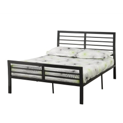 TITUS FURNITURE Finish Metal Contemporary 60" Queen Platform Bed With Metal Mattress Support No Boxspring Required In Charcoal
