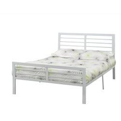 TITUS FURNITURE Finish Metal Contemporary 60" Queen Platform Bed With Metal Mattress Support No Boxspring Required In White