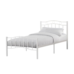 TITUS FURNITURE 54" Double Metal Frame Contemporary Platform Bed With Slats No Boxspring Required In White