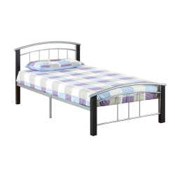 TITUS FURNITURE 39" Single Wood Legs And Pewter Metal Frame Contemporary Platform Bed With Slats No Boxspring Required In Black