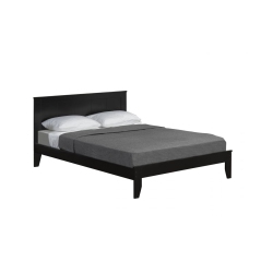 TITUS FURNITURE 54" Double Espresso Wood Frame Traditional Platform Bed With Slats No Boxspring Required