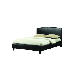 TITUS FURNITURE 39" Single Leatherette Contemporary Platform Bed With Slats No Boxspring Required In Black