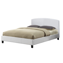 TITUS FURNITURE 60" Queen Leatherette Contemporary Platform Bed With Slats No Boxspring Required In White