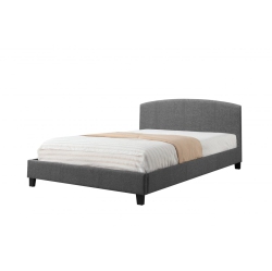 TITUS FURNITURE Linen Fabric Contemporary Fully Upholstered 60" Queen Platform Bed Slats Included No Boxspring Required In Grey