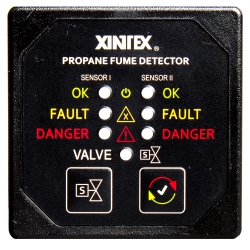 FIREBOY-XINTEX Xintex Propane Fume Detector & Alarm W-2 Plastic Sensors & Solenoid Valve - Square Bezel Display In Black