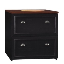 BOWERY HILL 2 Drawer Lateral File Cabinet In And Cherry In Black