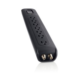 BELKIN Bv107030-04-Blk 7 Outlet Surge Protector With 4 Feet Power Cord With Coaxial Protection (Black)