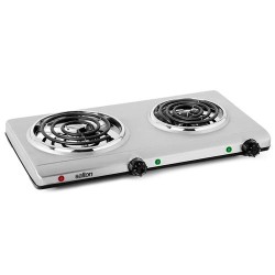 SALTON Thp528 Portable Double Burner Cooktop Stainless Steel