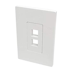 TRIPPLITE N080-102 Single-Gang 2-Port Universal Keystone Wall Plate, Cat5/6/6A, USB, HDMI, Displayport, Rca In White