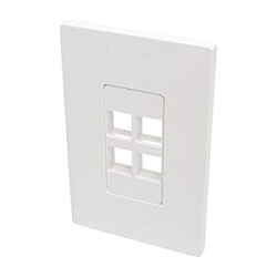 TRIPPLITE N080-104 Single-Gang 4-Port Universal Keystone Wall Plate, Cat5/6/6A, USB, HDMI, Displayport, Rca In White