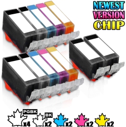 INKFIRST 12 Compatible Pgi-220 Cli-221 Ink Cartridges Replacement for Canon Pgi220 Cli221 Pixma Ip3600 Ip4600 2Set+2Pgi