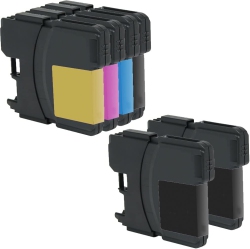 INKFIRST 6 ® Compatible Ink Cartridges Replacement for Brother Lc61 Mfc-250C Mfc-255Cw Mfc-290C Mfc-J270W Mfc-J410W 1Set+2Bk