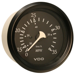 VDO Allentare 35Mph 3-3-8" (85Mm) Pitot Speedometer - Bezel In Black