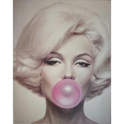 ARTISTICA FINE ART Giclee Canvas Ready to Hang - Marilyn Monroe Bubble Gum - 24 X 30" In Pink
