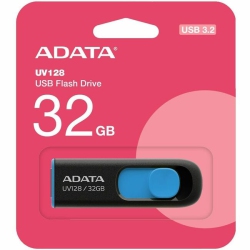 ADATA Dashdrive 32GB USB 3.0 Flash Drive Uv128 (Read: 90Mbps Write: 40Mbps) Black/blue (Auv128-32G-Rbe)