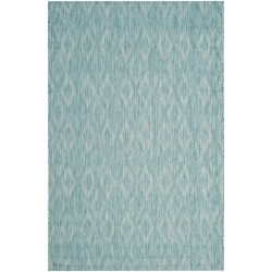 SAFAVIEH Courtyard 4' X 5'7" Power Loomed Rug In Aqua And Aqua