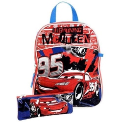 DISNEY Cars Mini Backpack With Pencil Case - 12 Inch School Bag for Kids [Blue]