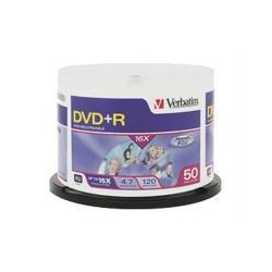 VERBATIM Azo DVD+R 4.7GB 16X With Branded Surface - 50Pk Spindle