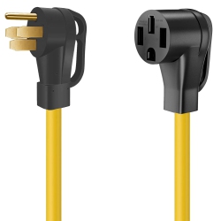 KUNOVA (Tm) 25Ft 7.5M Rv Ev Electric Vehicle Extension Cord Nema 14-50P to 14-50R 50A 50 Amp Power Supply Cable \w Grip Handles And Cord Organizer