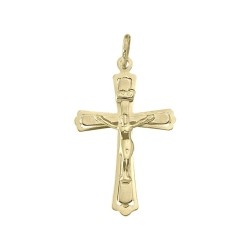 PRICE-HUT 10K Gold Religious Classic Italian Cross In Cross Pendant With Crucifix In Yellow