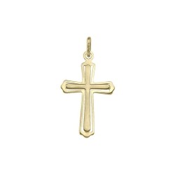 PRICE-HUT 10K Gold Flat Religious Classic Italian Cross In Cross Pendant In Yellow