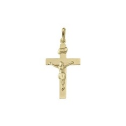 PRICE-HUT 10K Gold Flat Religious Italian Cross With Crusifix In Yellow
