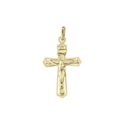 PRICE-HUT 10K Gold Religious Classic Italian Cross In Cross Pendant With Crucifix In Yellow