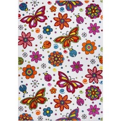 LA DOLE RUGS Ladole Rugs Butterflies Flowers Area Rug Carpet Cream Multicolor, 6X9 (6'2" X 9'2", 190Cm X 280Cm)