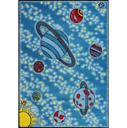 LA DOLE RUGS Ladole Rugs Universe Theme Kids Area Rug Carpet In And Yellow, 6X9 (6'2" X 9'2", 190Cm X 280Cm) In Blue
